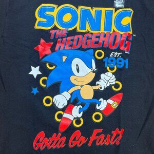 Sonic the Hedgehog Gotta Go Fast T Shirt Adult Large Black Retro Rings Classic L